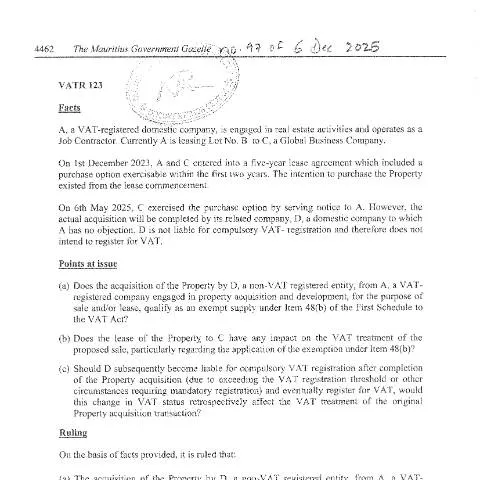 Document preview: Understanding the VATR 123 Form in Property Deals — Taxes (CERFA n°VATR123)
