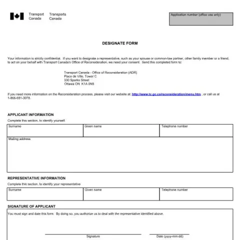 Document preview: Understanding the Transport Canada Designate Form (03-0407E) — Government & admin (03-0407E (0712-01))
