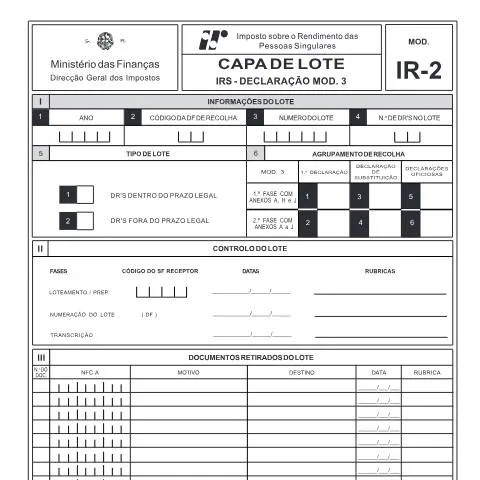 Pré-visualização do documento Entenda a Capa de Lote Mod. IR-2 nas Declarações de IRS — Impostos