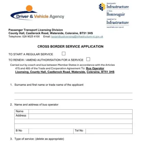 Document preview: Understanding the Cross Border Service Application Form in Northern — Government & admin