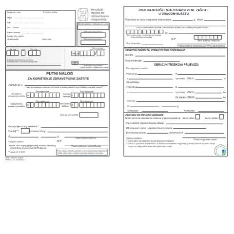 Document preview: Putni nalog PutNalJ1: Važnost u zdravstvenom sustavu Hrvatske — Zdravlje (CERFA n°PutNalJ1)