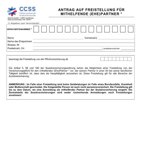 Aperçu du document Comprendre la demande de dispense pour aidants au Luxembourg — Famille (CERFA n°ccss-formulaire-dispense-aidants)