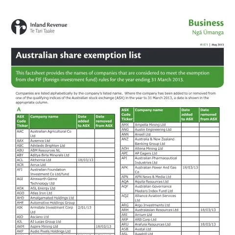 Document preview: Navigating the IR871: A Guide for Investors in Australian Shares — Taxes (CERFA n°IR871)