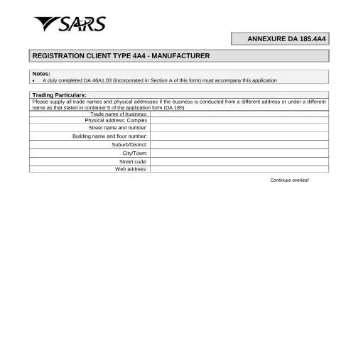 Document preview: Navigating the DA 185 4A4 Form for Manufacturers — Government & admin (CERFA n°DA 185 4A4)