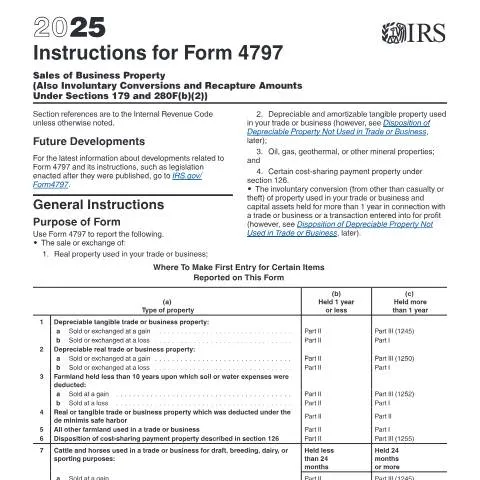 Document preview: Essential Guide to IRS Form 4797 Instructions — Taxes (CERFA n°INST-4797)
