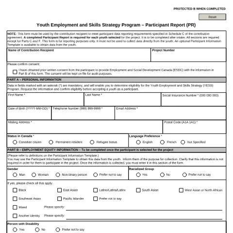 Document preview: Understanding the YESS Program Participant Report (EMP5317) — Work & employment (CERFA n°EMP5317)