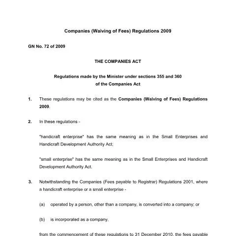 Document preview: Exploring the Benefits of GN. 72 of 2009 for Entrepreneurs — Government & admin (GN.-72-of-2009)