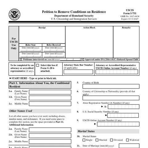 Document preview: Understanding USCIS Form I-751 for Conditional Residents — Immigration & visas (CERFA n°I-751)