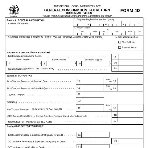 Document preview: Understanding Jamaica GCT Return Form 4D (Mar-Jun 2014) — Government & admin (CERFA n°4d_mar2014_to_jun2014)