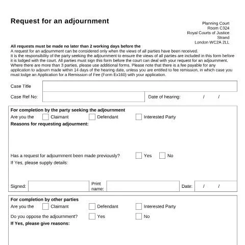 Document preview: Understanding Form PC001 for Court Adjournments — Legal & justice