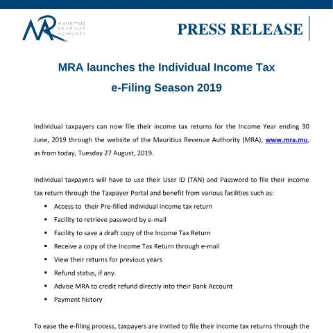 Document preview: Understanding the New Individual Income Tax e-Filing Season — Taxes (PressRelease270819)