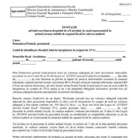 Document preview: Exercitarea dreptului de a fi ascultat în fața ANAF — Formalități administrative (CERFA n°A3_OPANAF_1399_2024)