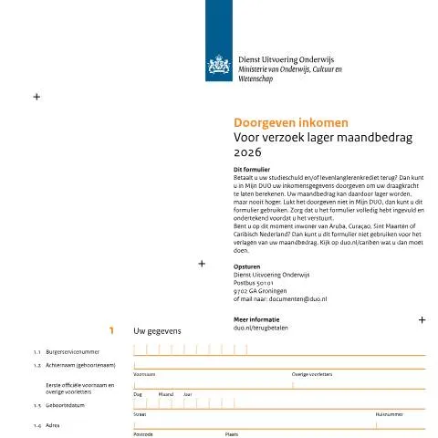 Documentvoorvertoning: Inkomen doorgeven voor lagere maandlasten 2026 — Onderwijs & opleiding