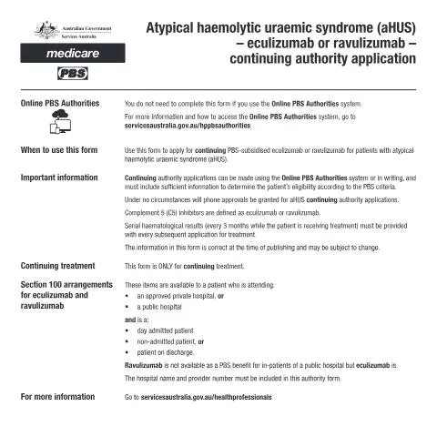 Document preview: Navigating the PB125 Form for aHUS Treatment — Health (CERFA n°PB125)