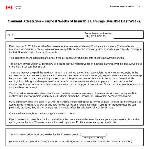 Document preview: Understanding the INS5241 Claimant Attestation for EI — Work & employment (CERFA n°INS5241)