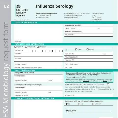 Document preview: Understanding the Influenza Serology Request Form for Better Patient — Health