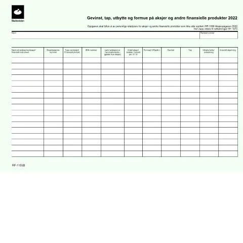 Document preview: Oversikt over skjema RF-1159 for investorer — Skatt & avgifter (CERFA n°RF-1159)