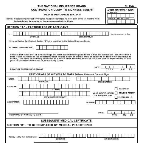Document preview: Navigating the NI15A Form for National Insurance Benefits — Government & admin (CERFA n°NI15A)