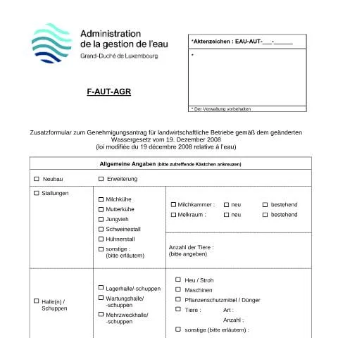 Aperçu du document Formulaire d'Autorisation pour Exploitations Agricoles au Luxembourg — Démarches administratives (CERFA n°04-F-AUT-AGR)