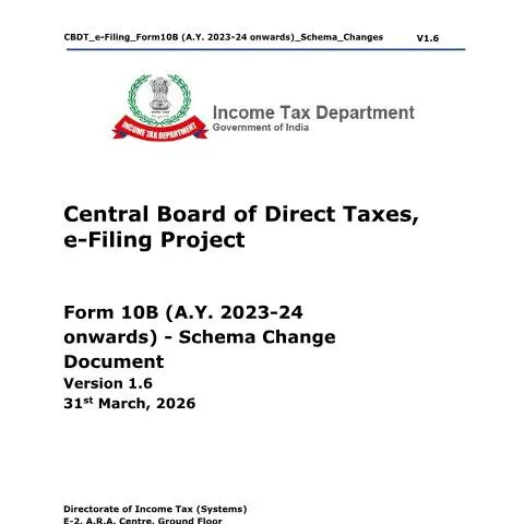 Document preview: A Comprehensive Guide to CBDT e-Filing Form 10B for A.Y. 2023-24 — Taxes (CERFA n°FORM 10B)