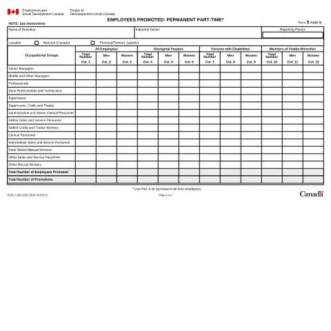 Document preview: Understanding Form 5B: A Key to Employment Equity in Canada — Work & employment (CERFA n°LAB1202B)