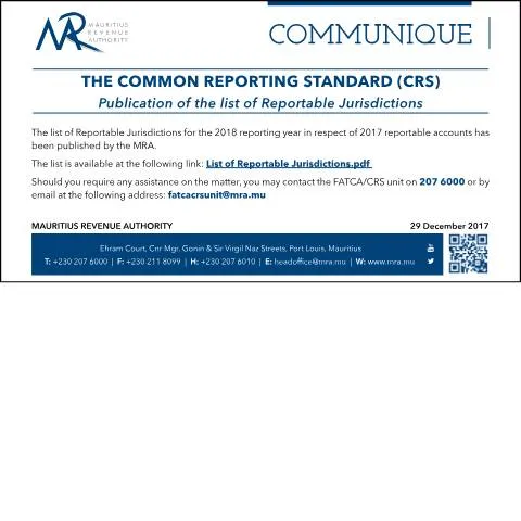 Document preview: The Importance of the Common Reporting Standard in Global Finance — Government & admin (CERFA n°CRS291217)