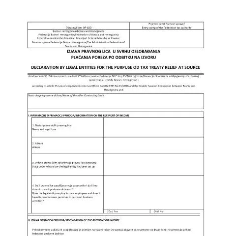Document preview: Oslobađanje od poreza na dobit uz OP-820 — Porezi i fiskalnost (CERFA n°OP-820)