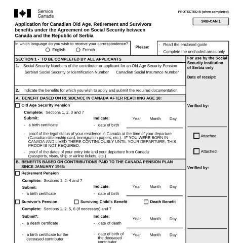Document preview: Understanding Your Benefits Under the Serbia/Canada Agreement — Retirement & pension (CERFA n°ISP5054-SRB)