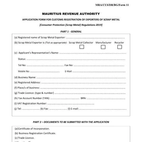 Document preview: Why MRA-CUS-DR-BG-Form11 is Essential for Scrap Metal Exporters — Customs & trade (CERFA n°MRA-CUS-DR-BG-Form11)