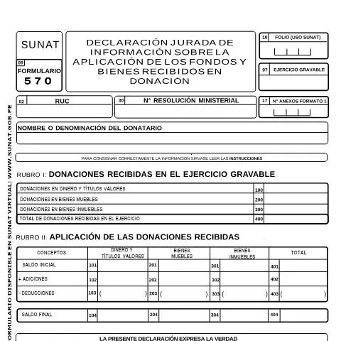 Vista previa del documento Guía sobre la Declaración Jurada de Donaciones en Perú — Trámites administrativos (CERFA n°570)