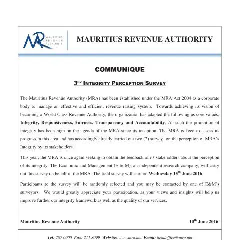 Document preview: Insights from the 3rd Integrity Perception Survey on MRA Integrity — Government & admin (IntegrityPerceptionSurvey100616)