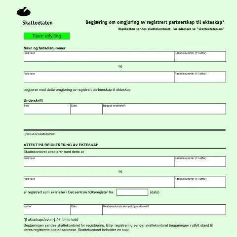 Document preview: Slik omgjør du registrert partnerskap til ekteskap — Skatt & avgifter (CERFA n°RF-1441)