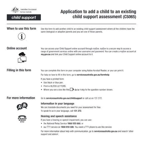 Document preview: How to Effectively Add a Child to Your Child Support Assessment — Family (CERFA n°CS065)