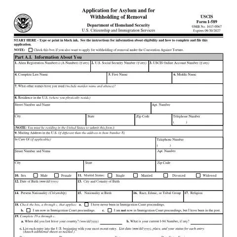 Document preview: A Comprehensive Guide to USCIS Form I-589 for Asylum Seekers — Immigration & visas (CERFA n°I-589)