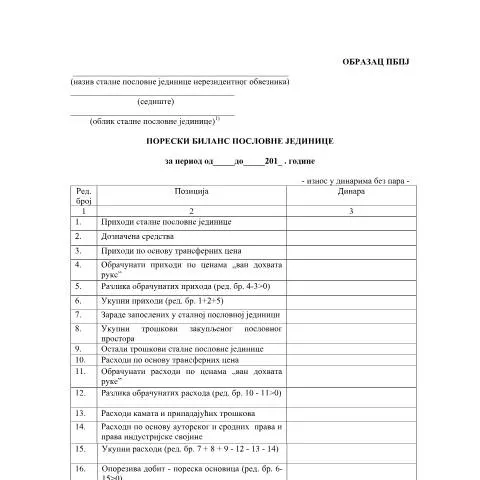 Document preview: Значај Образца ПБПЈ у пореском систему Србије — Administrativne procedure (CERFA n°PBPJ)