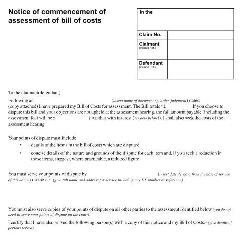 Document preview: Form N252: Understanding Court Costs Assessment Proceedings in the UK — Legal & justice