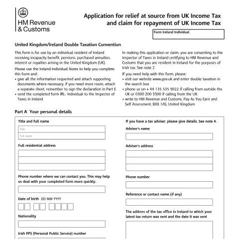 Document preview: Cross-Border Double Taxation Relief Between UK and Ireland — Taxes