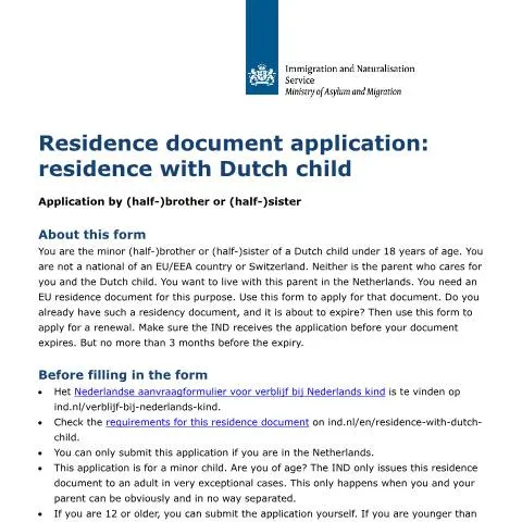 Documentvoorvertoning: Verblijfsdocument Aanvraag voor Minderjarige Broers en Zussen — Immigratie & visa (CERFA n°B10005E)