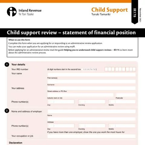 Document preview: Navigating the IR178 Child Support Review Process — Family (CERFA n°IR178)