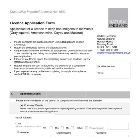 Document preview: Guide to Applying for Mink, Coypu, and Muskrat Licences — Government & admin