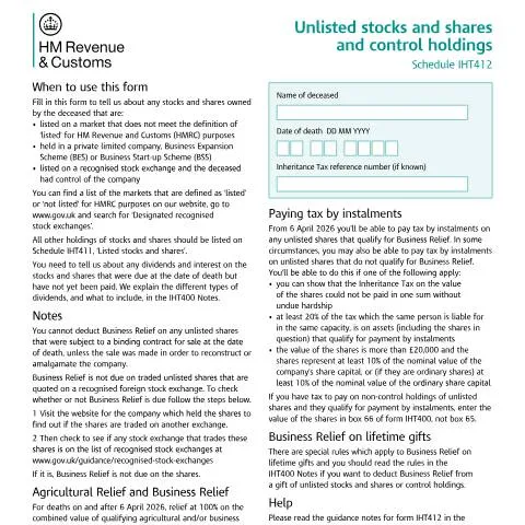 Document preview: Understanding IHT412: Inheritance Tax Requirements for Private Company — Taxes
