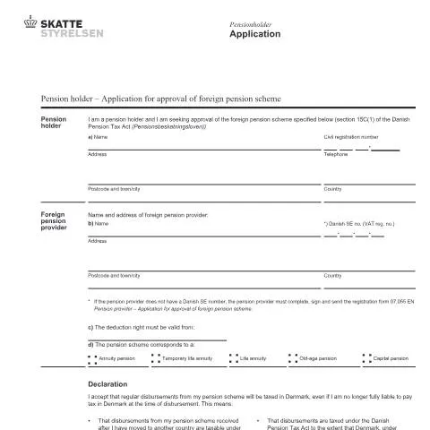 Document preview: Forståelse af formular 07.054 til pensionsgodkendelse — Skatter & skat (CERFA n°07.054)