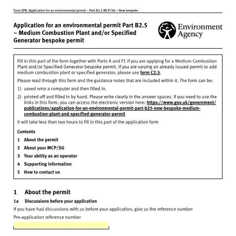 Document preview: Bespoke Environmental Permits for Industrial Combustion Equipment — Environment & energy