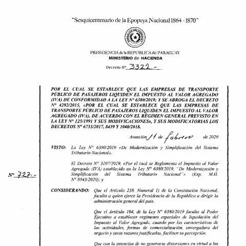 Vista previa del documento Impacto del Decreto 3322-20 en el IVA para transporte público en — Impuestos