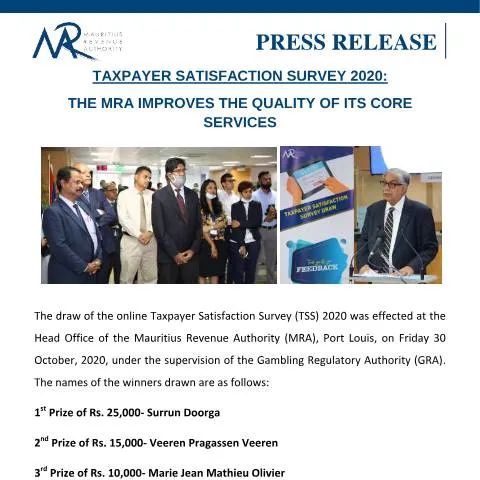 Document preview: Understanding the MRA's Taxpayer Satisfaction Survey 2020 — Government & admin (PressReleaseTSS2020)