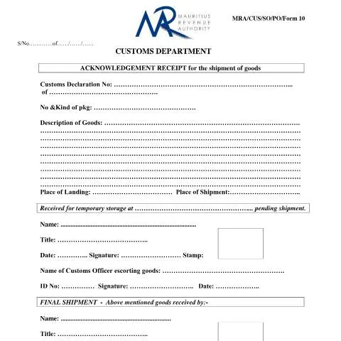 Document preview: Understanding the Acknowledgement Receipt for Shipment of Goods — Government & admin (AcknowledgementReceipt4shipmentGoods)