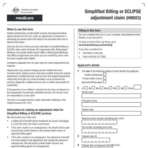 Document preview: Understanding the HW023 Simplified Billing Form — Government & admin (CERFA n°HW023)