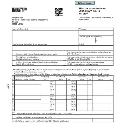 Document preview: Elinkeinotoiminnan veroilmoitus , keskeinen asiakirja yrityksille — Verot & verotus (CERFA n°Vero 3052)