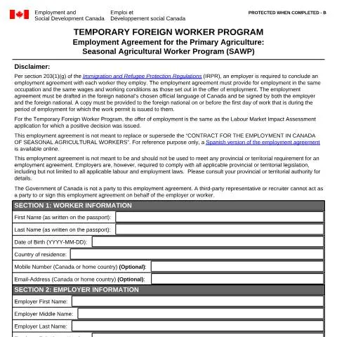 Document preview: Key Insights into the SAWP Employment Agreement — Work & employment (CERFA n°EMP5709)