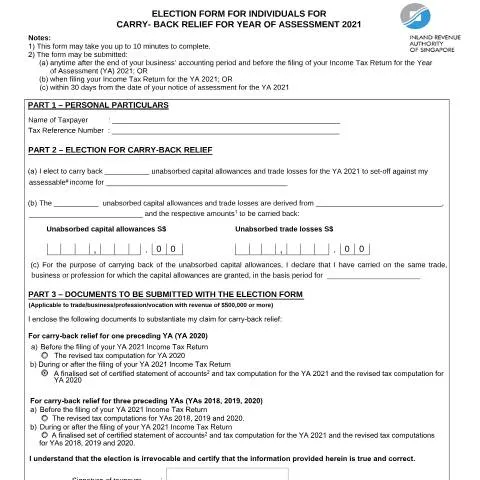 Document preview: Guide to the Election Form for Carry-Back Relief System 2021 — Taxes (CERFA n°ELECTION-FORM-FOR-CB-SYSTEM-2021)